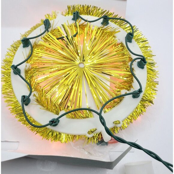 Vintage Tree Topper Gold Tinsel White Light Up Angel Silhouette Christmas Tested - Picture 7 of 8